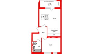 Квартира в ЖК Кроны и Волны, 2 комнатная, 47.6 м², 2 этаж