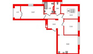Квартира в ЖК «Включи», 3 комнатная, 84.79 м², 5 этаж