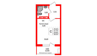 Квартира в ЖК Кроны и Волны, студия, 24 м², 2 этаж