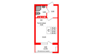 Квартира в ЖК Кроны и Волны, студия, 24 м², 4 этаж