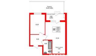 Квартира в ЖК Кроны и Волны, 2 комнатная, 53 м², 1 этаж