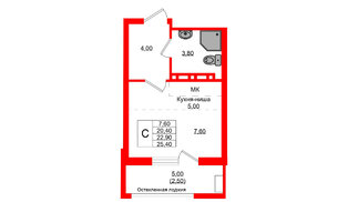 Квартира в ЖК Кроны и Волны, студия, 22.9 м², 4 этаж