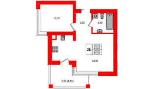 Квартира в ЖК Парковый, 1 комнатная, 46 м², 1 этаж