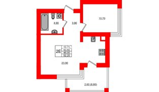 Квартира в ЖК «Парковый», 1 комнатная, 46 м², 4 этаж