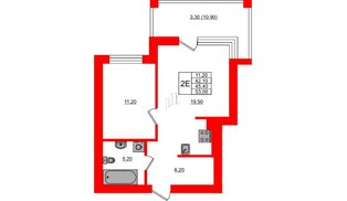 Квартира в ЖК Парковый, 1 комнатная, 45.4 м², 3 этаж