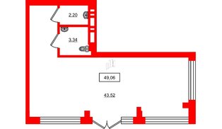 Помещение в ЖК Включи, 49.06 м², 1 этаж