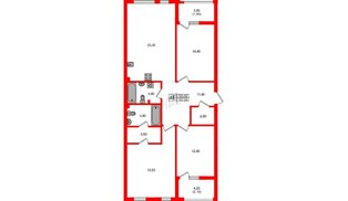 Квартира в ЖК Гагарина 30, 3 комнатная, 103.5 м², 2 этаж