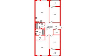 Квартира в ЖК «Гагарина 30», 3 комнатная, 102.9 м², 3 этаж