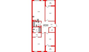 Квартира в ЖК Гагарина 30, 3 комнатная, 102.9 м², 4 этаж
