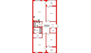 Квартира в ЖК Гагарина 30, 3 комнатная, 102.9 м², 6 этаж