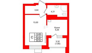 Квартира в ЖК Lake City-9, студия, 28.87 м², 1 этаж