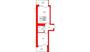 Квартира в ЖК Lake City-9, 1 комнатная, 40.03 м², 5 этаж