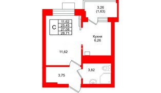 Квартира в ЖК «Лэйк Сити-9», студия, 27.08 м², 1 этаж