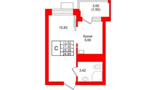 Квартира в ЖК «Лэйк Сити-9», студия, 23.35 м², 1 этаж