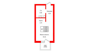 Квартира в ЖК Левада, студия, 23.4 м², 4 этаж