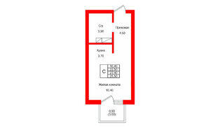Квартира в ЖК Левада, студия, 23.4 м², 9 этаж