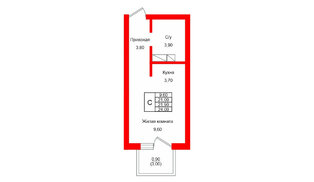 Квартира в ЖК Левада, студия, 21.9 м², 8 этаж