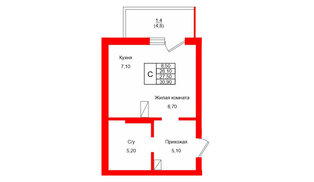 Квартира в ЖК Левада, студия, 27.5 м², 7 этаж