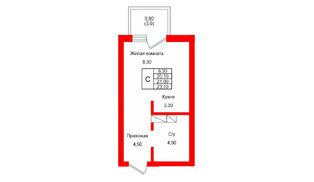 Квартира в ЖК Левада, студия, 21 м², 8 этаж
