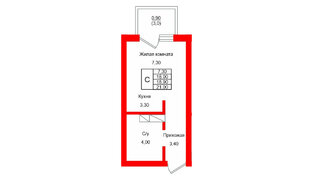 Квартира в ЖК Левада, студия, 18.9 м², 2 этаж