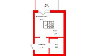 Квартира в ЖК Левада, студия, 27.9 м², 1 этаж