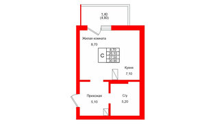 Квартира в ЖК Левада, студия, 27.5 м², 5 этаж