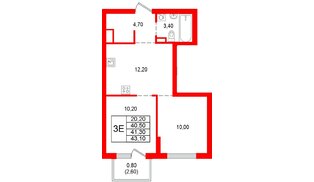 Квартира в ЖК Альпенштадт, 2 комнатная, 41.3 м², 8 этаж