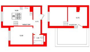 Квартира в ЖК Виридиан, 1 комнатная, 49.7 м², 4 этаж