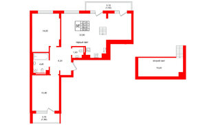 Квартира в ЖК Виридиан, 2 комнатная, 88.4 м², 4 этаж