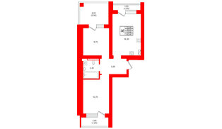 Квартира в ЖК Виридиан, 2 комнатная, 53.9 м², 2 этаж