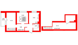 Квартира в ЖК Виридиан, 2 комнатная, 65.7 м², 4 этаж
