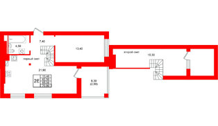 Квартира в ЖК Виридиан, 1 комнатная, 65 м², 4 этаж