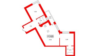 Квартира в ЖК «Морена», 2 комнатная, 70 м², 1 этаж