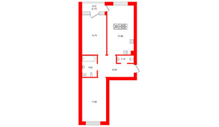 Квартира в ЖК Морена, 2 комнатная, 76.8 м², 2 этаж