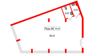 Помещение в ЖК Включи, 92.46 м², 2 этаж