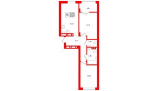 Квартира в ЖК «Включи», 2 комнатная, 62.87 м², 5 этаж