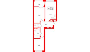 Квартира в ЖК «Включи», 2 комнатная, 62.36 м², 7 этаж