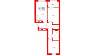 Квартира в ЖК «Включи», 2 комнатная, 61.49 м², 2 этаж