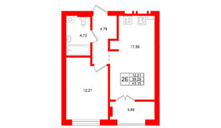 Квартира в ЖК «Включи», 1 комнатная, 43.15 м², 7 этаж