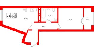 Квартира в ЖК «Включи», 1 комнатная, 49.6 м², 5 этаж