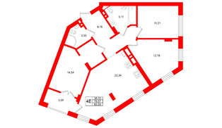 Квартира в ЖК «Включи», 3 комнатная, 83.55 м², 4 этаж