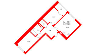 Квартира в ЖК «Включи», 2 комнатная, 67.25 м², 6 этаж