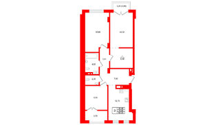 Квартира в ЖК «Включи», 3 комнатная, 83.25 м², 5 этаж