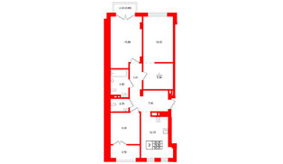 Квартира в ЖК «Включи», 3 комнатная, 83.25 м², 6 этаж