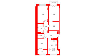Квартира в ЖК «Включи», 3 комнатная, 83.25 м², 7 этаж