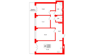 Квартира в ЖК «Включи», 3 комнатная, 88.23 м², 1 этаж