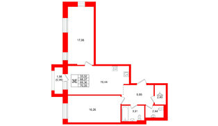 Квартира в ЖК Кольские огни, 2 комнатная, 69.36 м², 10 этаж