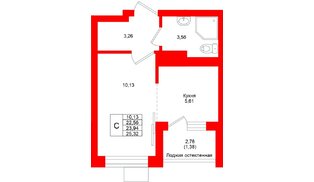 Квартира в ЖК «Лэйк Сити-4», студия, 23.94 м², 2 этаж