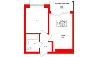Квартира в ЖК «Лэйк Сити-4», 1 комнатная, 33.89 м², 4 этаж