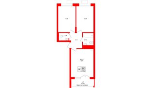 Квартира в ЖК «Лэйк Сити-4», 2 комнатная, 58.99 м², 1 этаж